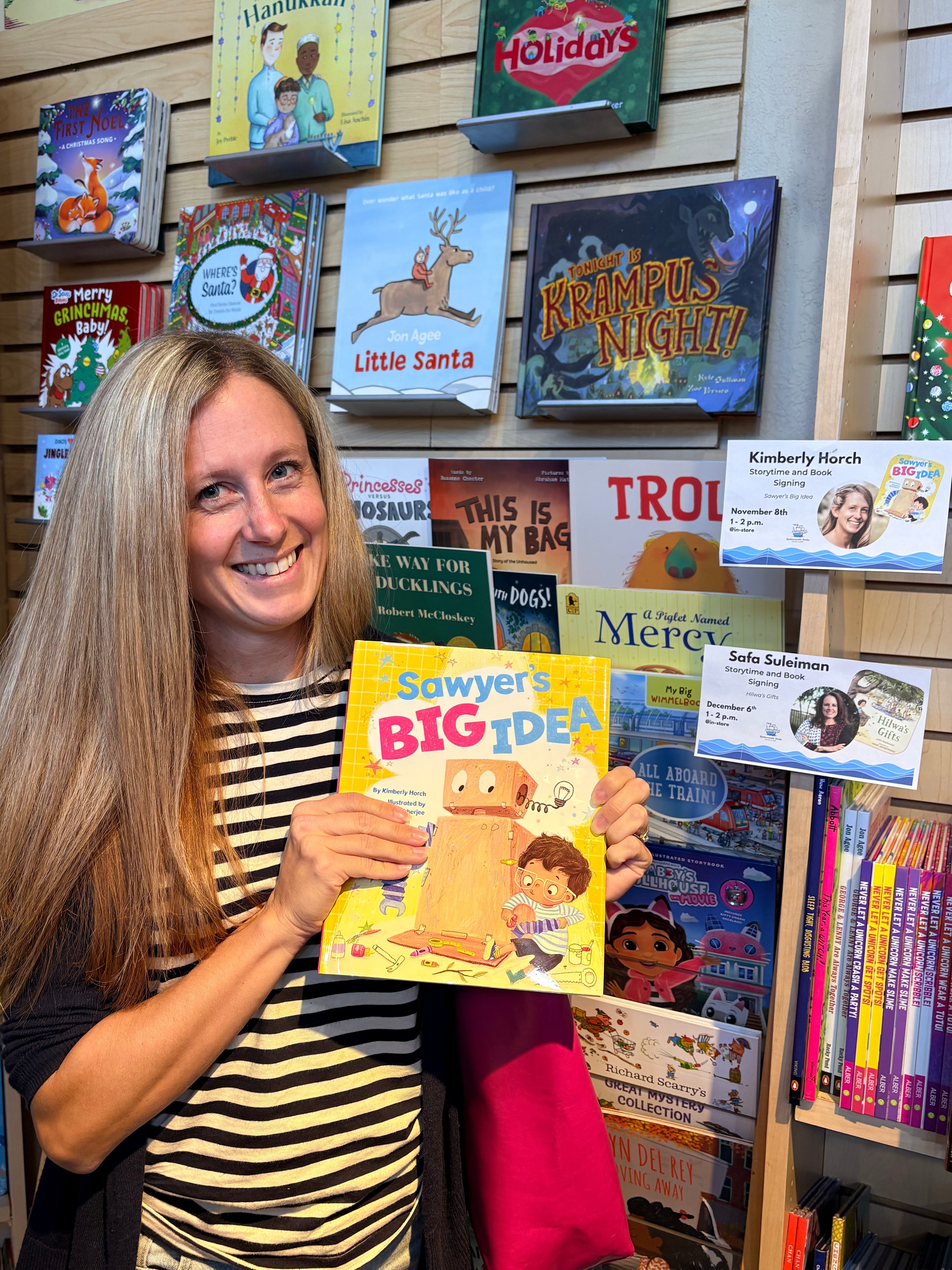 Kimberly holding SAWYER'S BIG IDEA